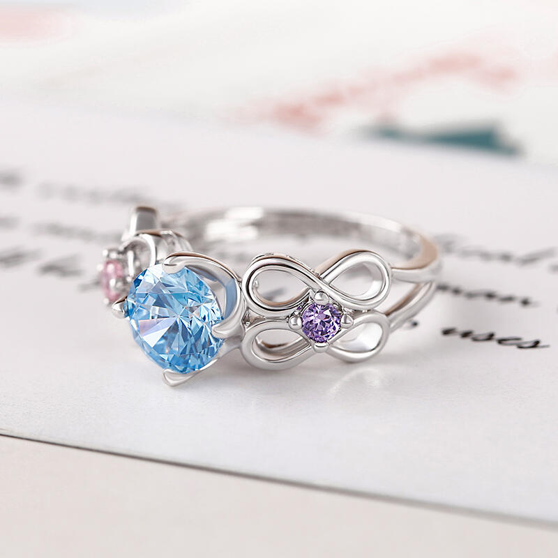 Jeulia Anillo De Infinito De Talla Redonda En Plata De Ley