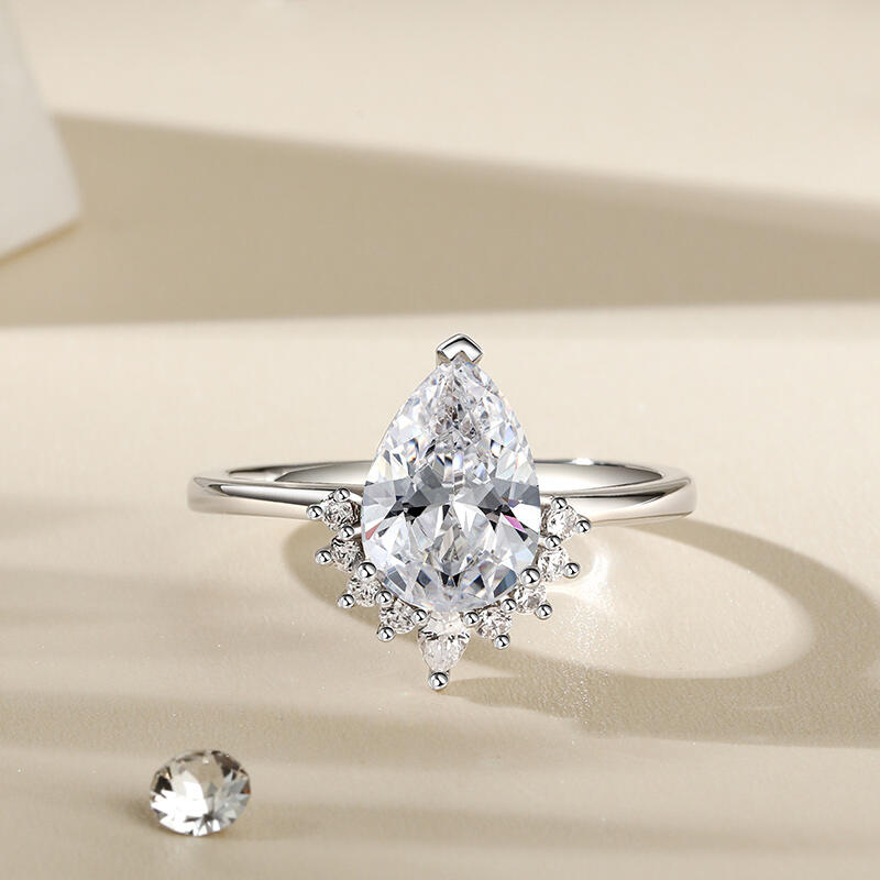 Jeulia Pear Cut Sterling Silver Ring