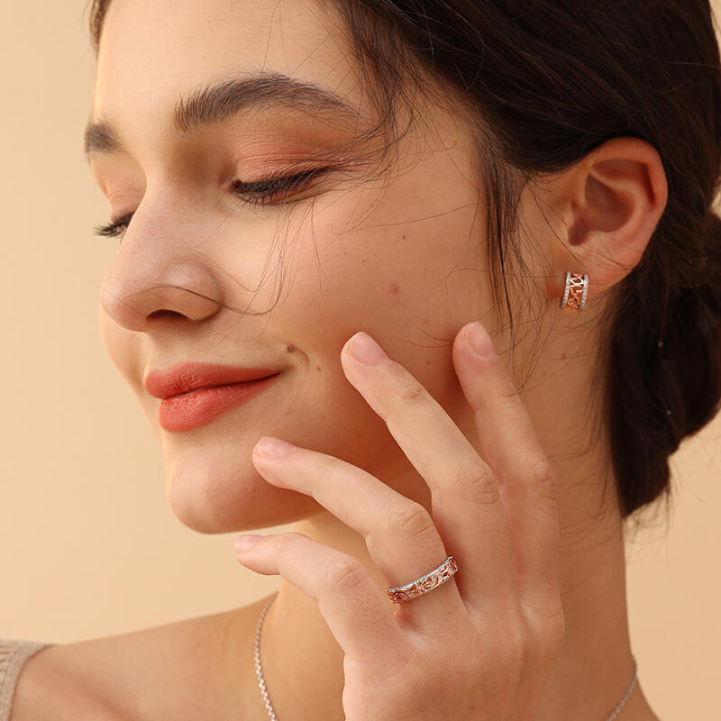 Jeulia Pendientes plata de ley con corazones de dos tonos para mujer