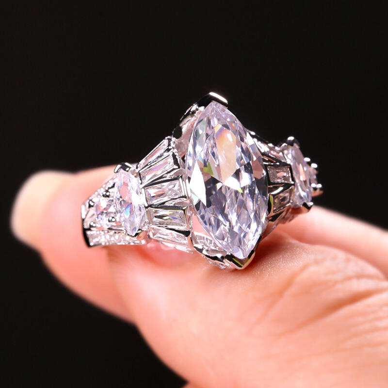 Jeulia Antique Marquise Cut Sterling Silver Ring