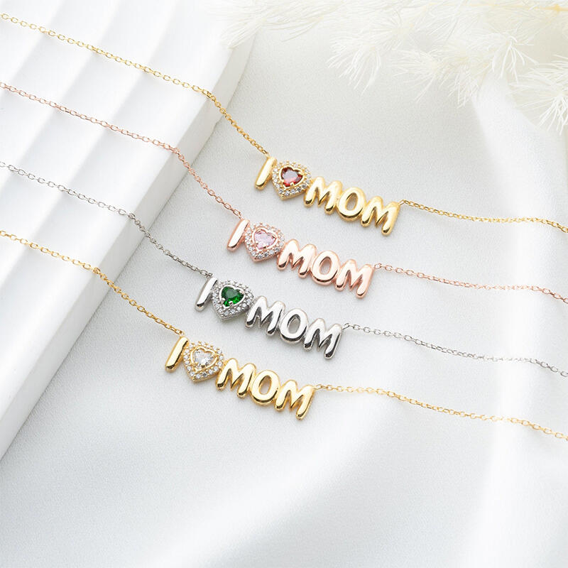 Collana personalizzata regalo con pietra portafortuna personalizzata per la mamma