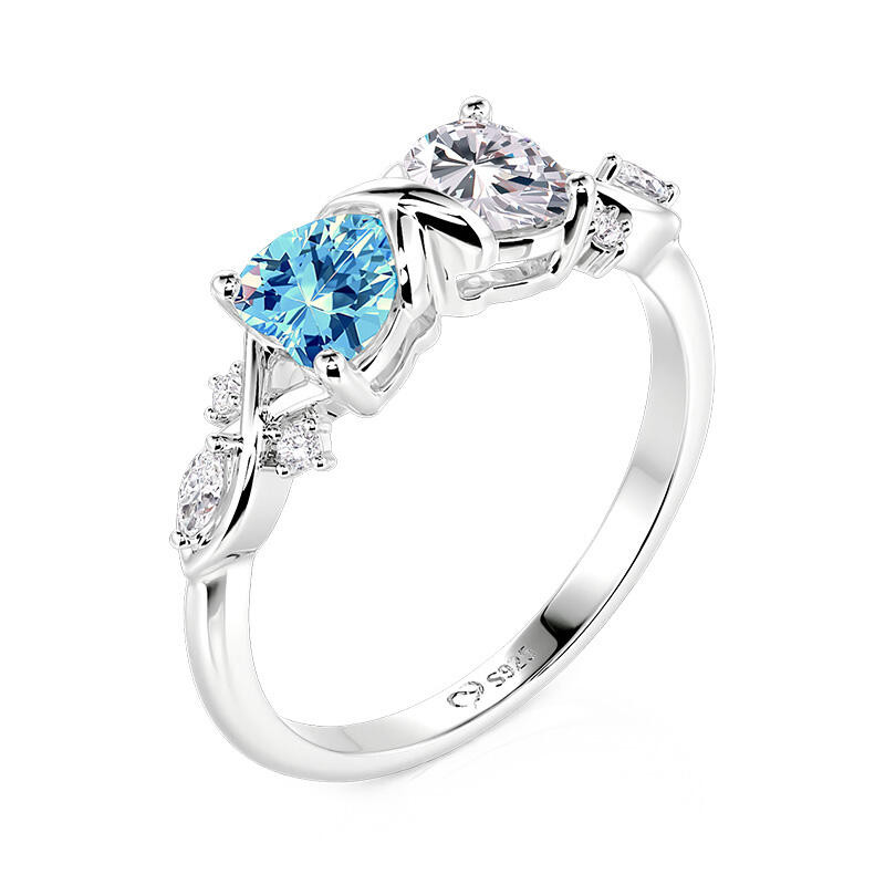 Jeulia Custom Twisted Infinity Heart Bow Ring with Birthstone