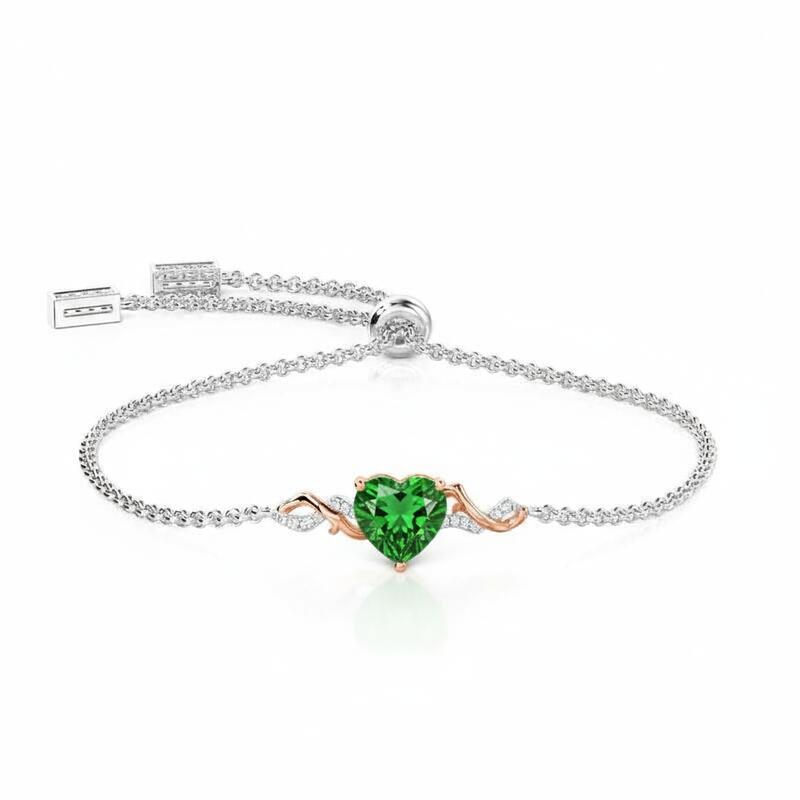 Jeulia Amore Thorn Vine Custom Heart Bracelet with Birthstone