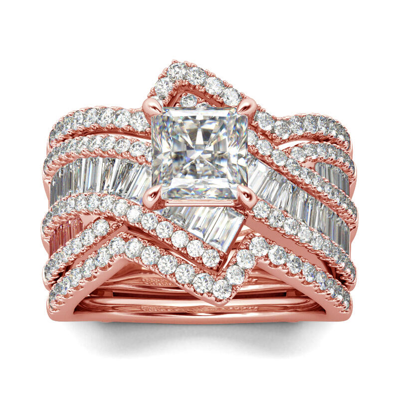 Jeulia Anillo de plata de ley con corte de princesa