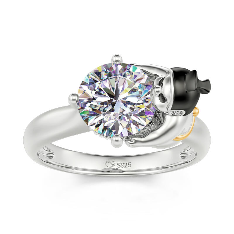 Jeulia Hug Me "Uwielbiam Prowess" Sumo Okrągłe Cięcie Pierścionek Srebrny