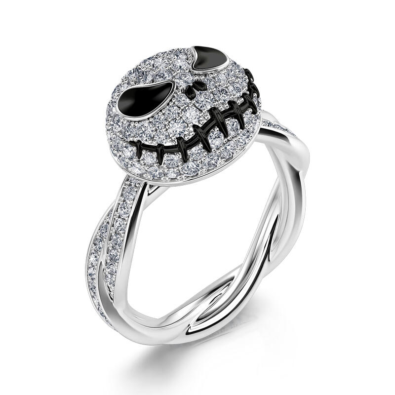 Jeulia "Romantic Soul" Skull Design Sterling Silver Rotating Ring