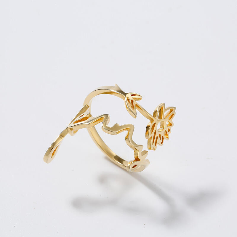 Bague Personnalisée Fleur de Naissance avec Prénom en Argent