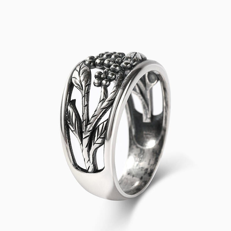 Jeulia "Flowers with Branches" Sterling Silver Ring