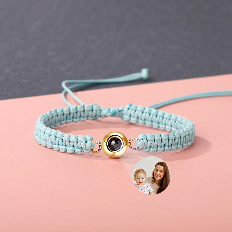 プロジェクション ペット 犬 猫 写真 写真入れ 組紐 ブレスレット チタンスチール