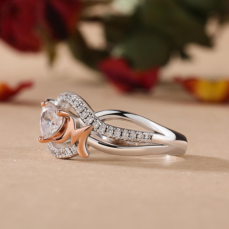 Jeulia Anillo para mamá corazón de plata esterlina para mujeres