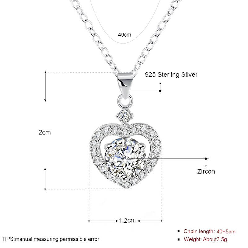 Jeulia Heart Halo Sterling Silver Necklace