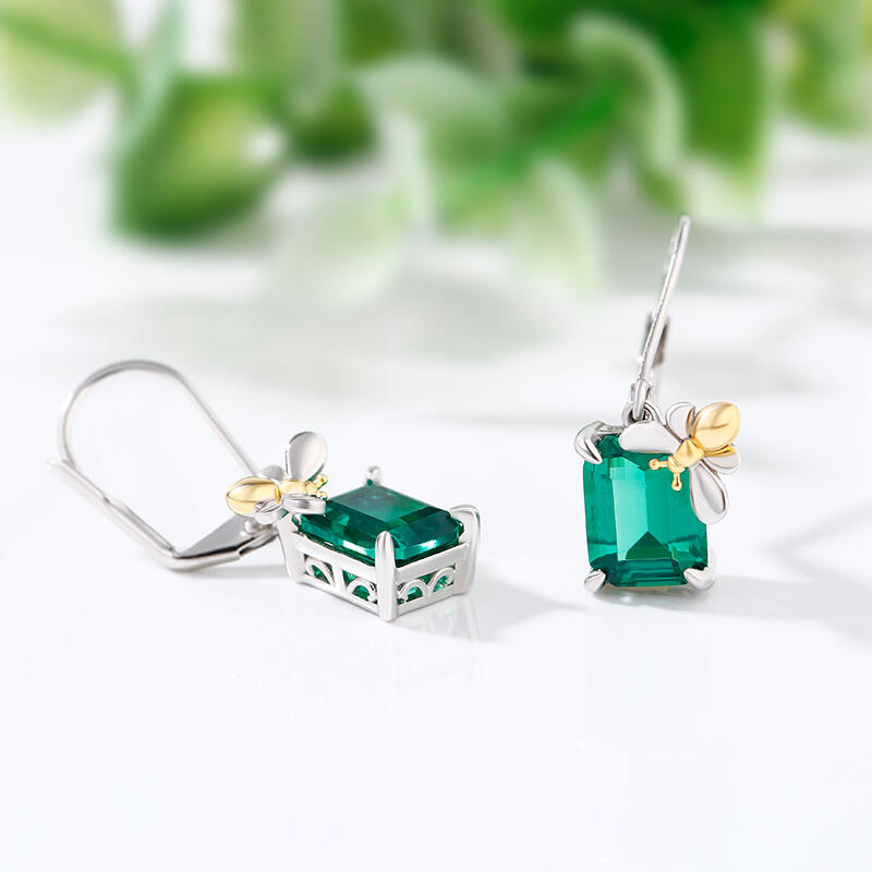 Jeulia "Honey Bee" Emerald Cut Sterling Silver Earrings