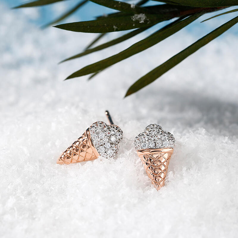 Jeulia "Sweet Taste" Ice Cream Sterling Silver Children's Earrings