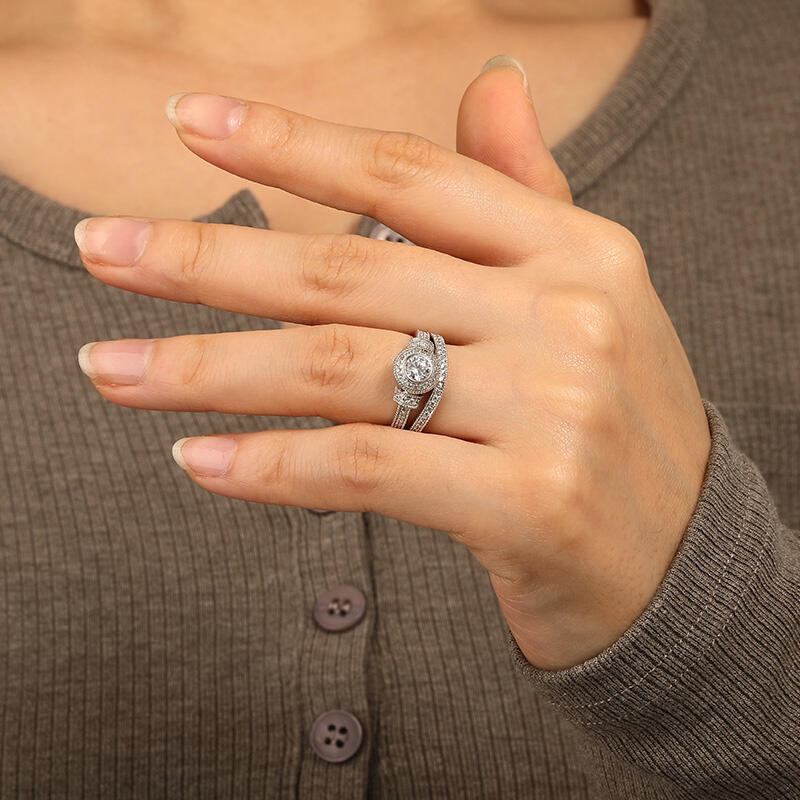 "My Only Sight" Round Cut 2pcs Bridal Set