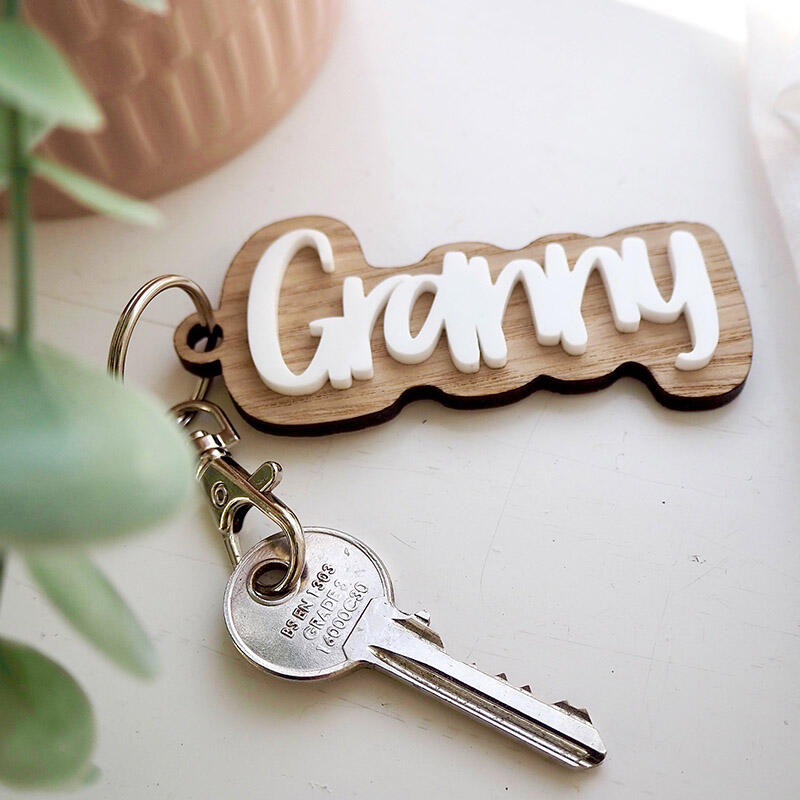 Personalized 3D Printed Keychain Customized Name Simple Gift For Family