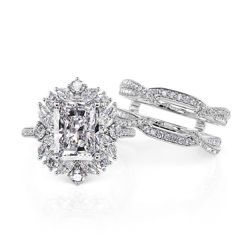 Jeulia Inset Gorgeous Sterling Silver Wedding Ring Set