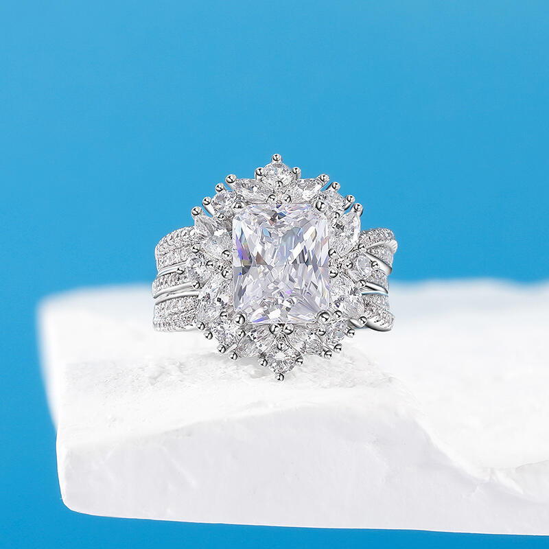 Jeulia Inset Gorgeous Sterling Silver Wedding Ring Set