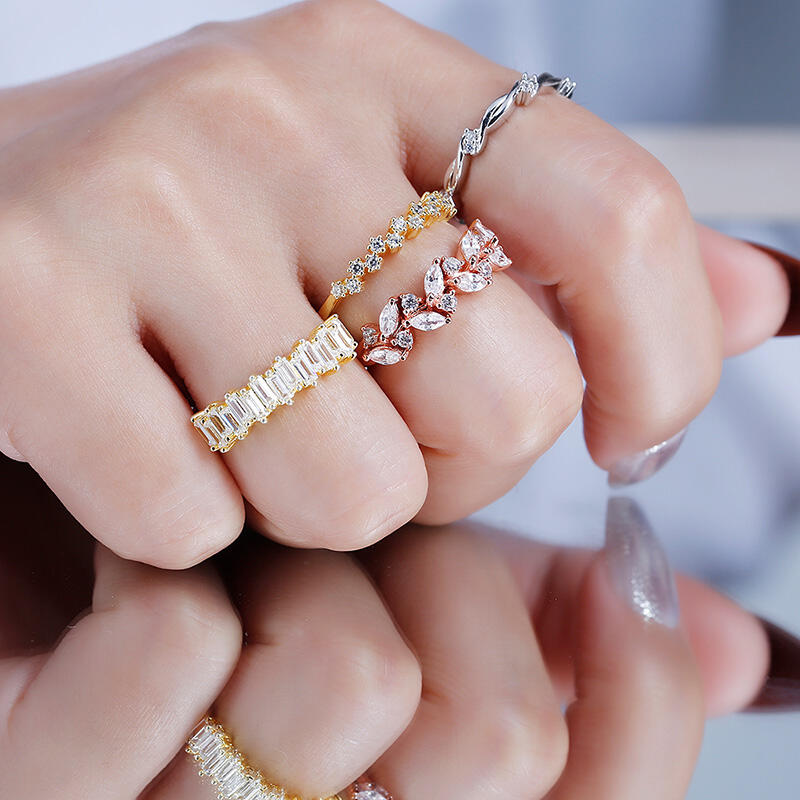 Jeulia Bague 10K/14K/18K Or Platine Moissanite  Coupe Émeraude