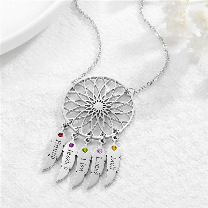 Personalized Dream Catcher Necklace Customized Name Gift for Family