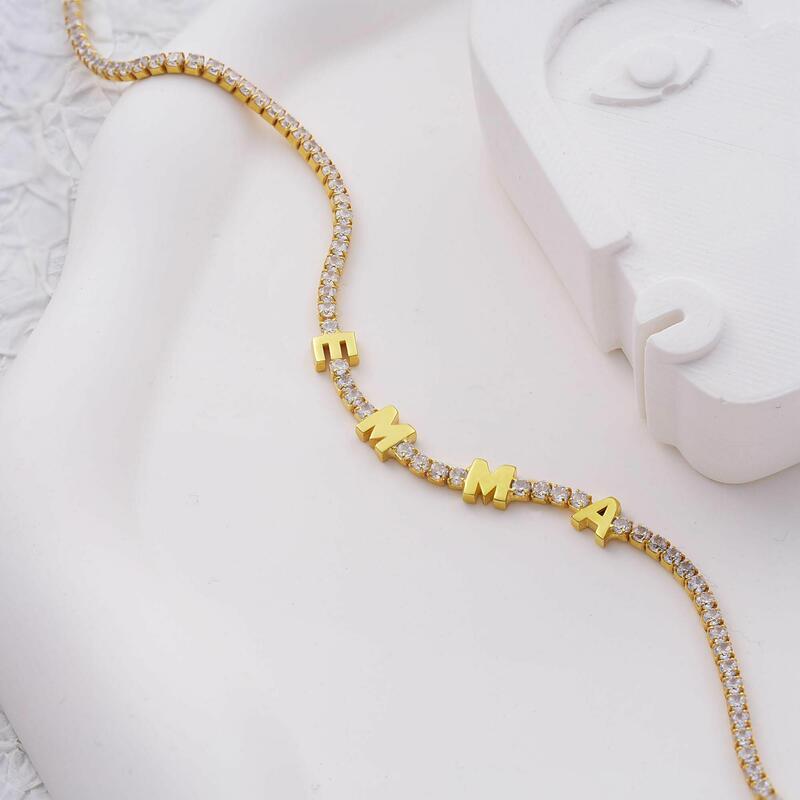 Personalized Letter Necklace with Diamonds Exquisite Gift for Wife