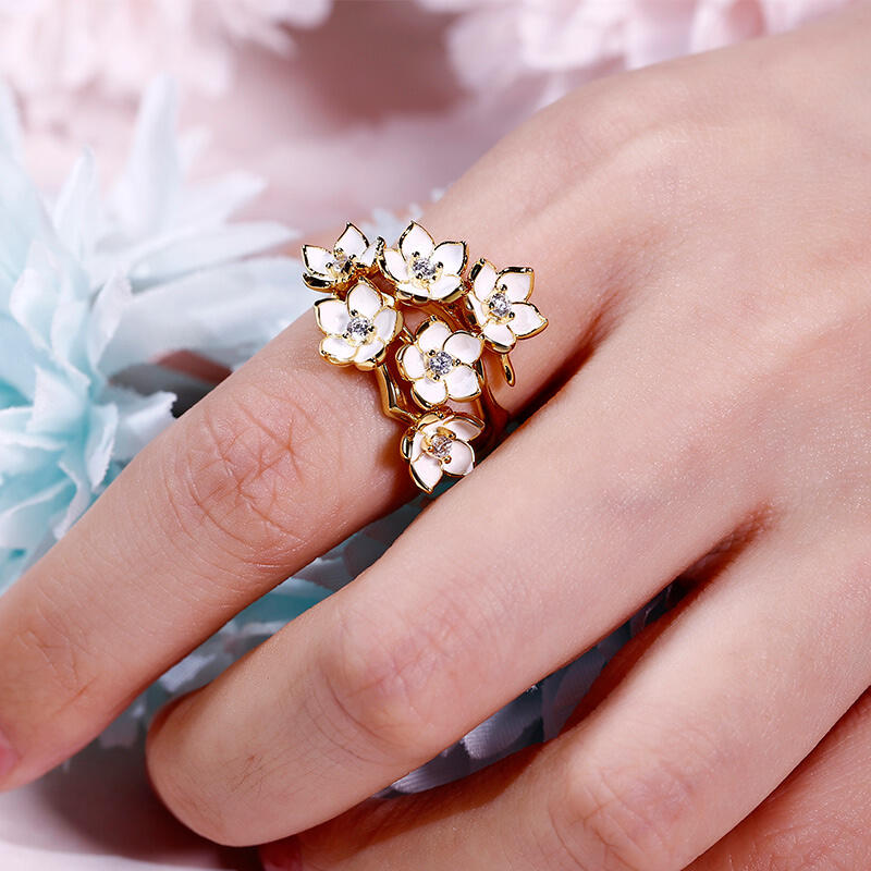 Jeulia Bague Fantaisie à Motif de Fleurs en Argent Sterling