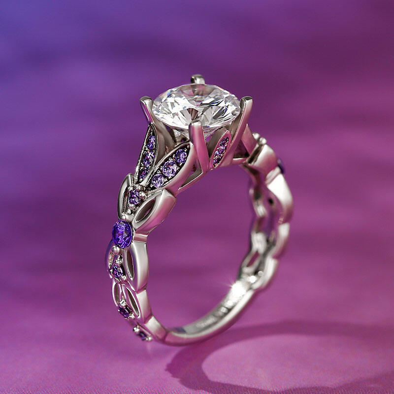 Jeulia Anillo De Talla De Mariposa Redonda En Plata De Ley