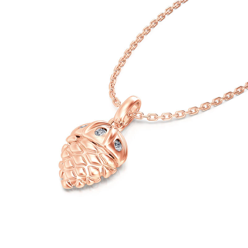 Jeulia "Lucky Acorn" Rose Gold Tone Sterling Silver Necklace