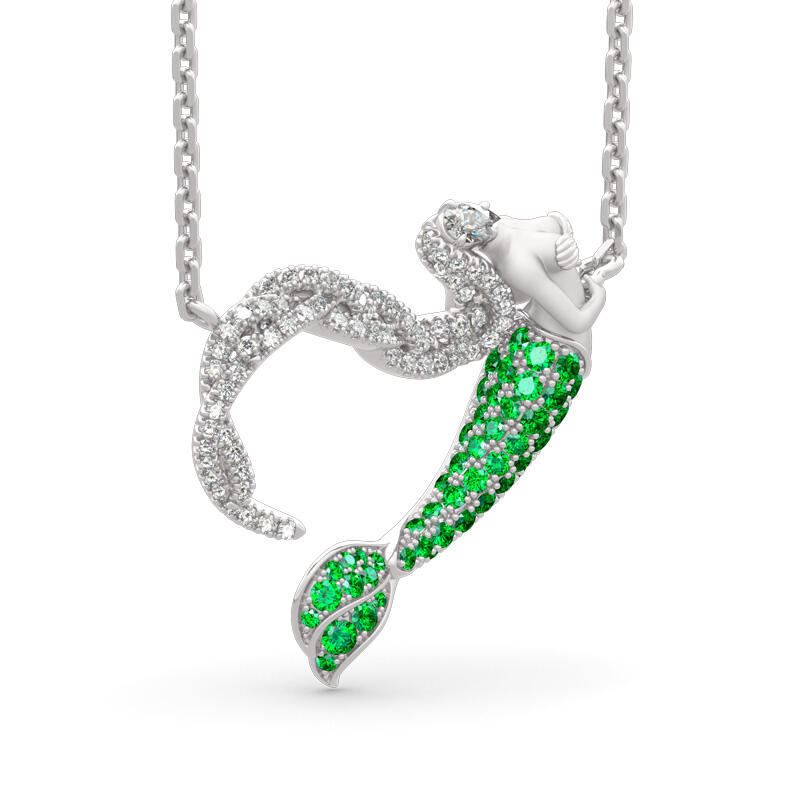Jeulia "Ocean's Light" Sterling Silver Mermaid Gift Necklace for Valentine's Day
