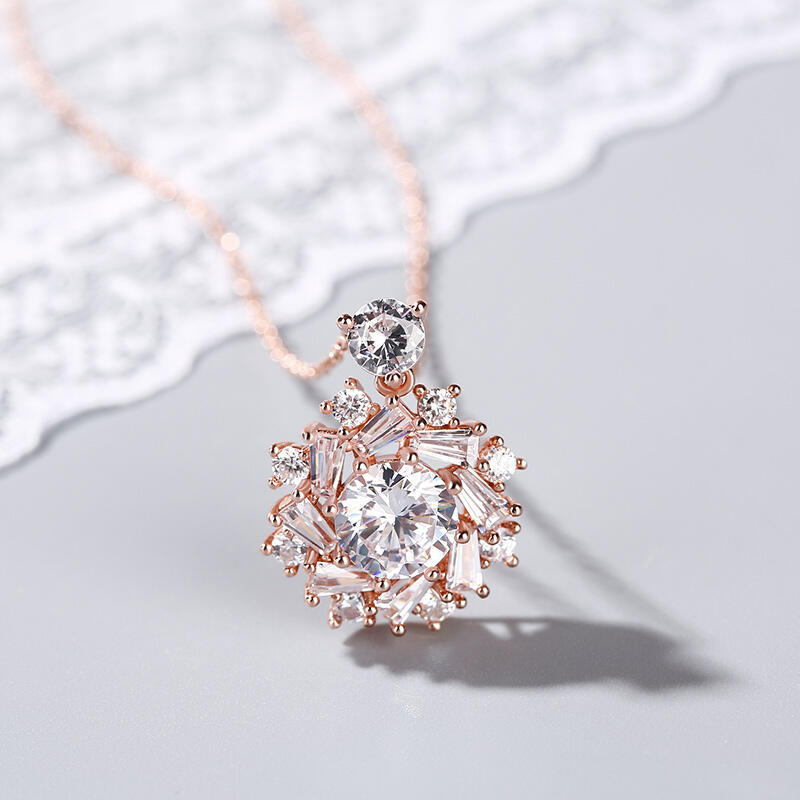 Jeulia Sunshine Round Cut Sterling Silver Necklace