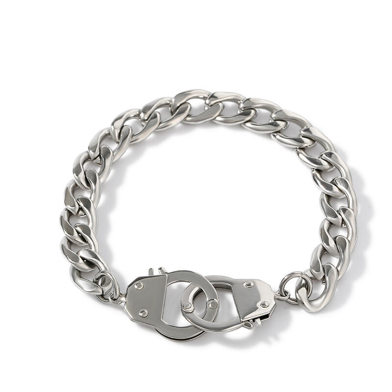 Jeulia Handcuff Design Stainless Steel Men's Bracelet