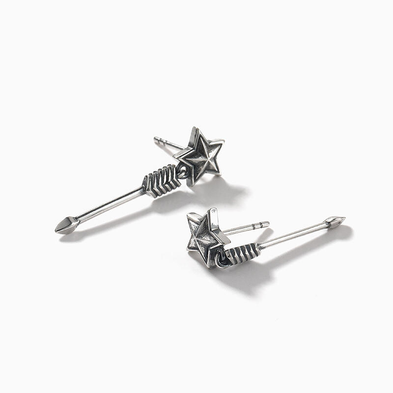 Jeulia "Star and Arrow" Sterling Silver Drop Earrings