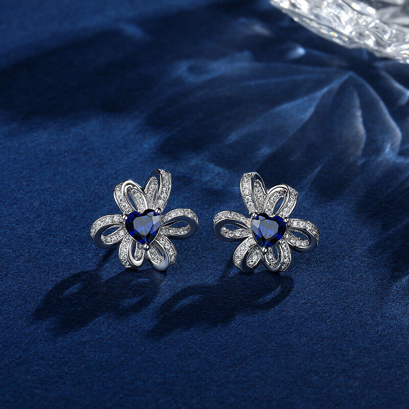 Jeulia "Love Knot" Heart Cut Sterling Silver Earrings