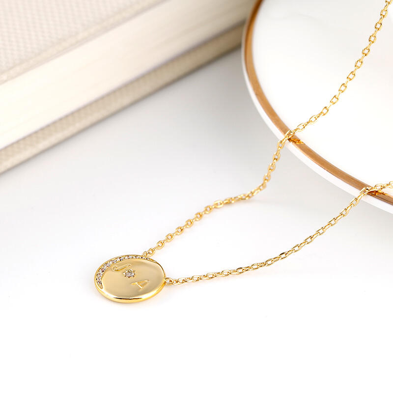 Jeulia "Moon and Sun" Personalized Sterling Silver Necklace