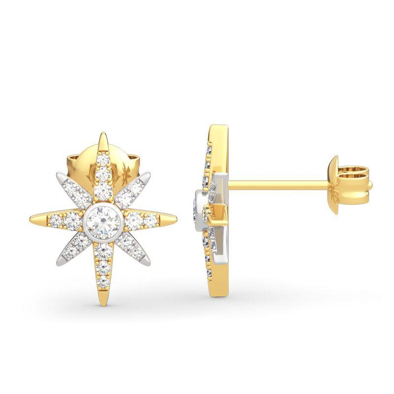 Jeulia Two Tone Star Sterling Silver Earrings