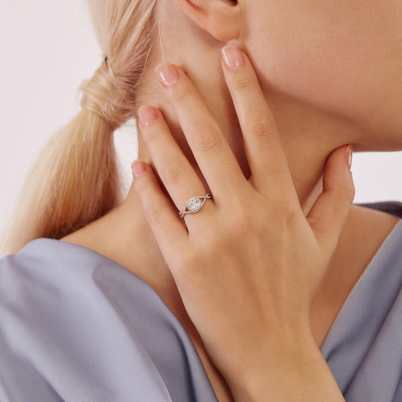 "You Matter To Me" Cushion Cut Halo Engagement Ring