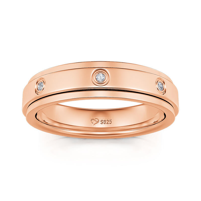 Jeulia Rotatable Round Cut Sterling Silver Spinner Women's Band