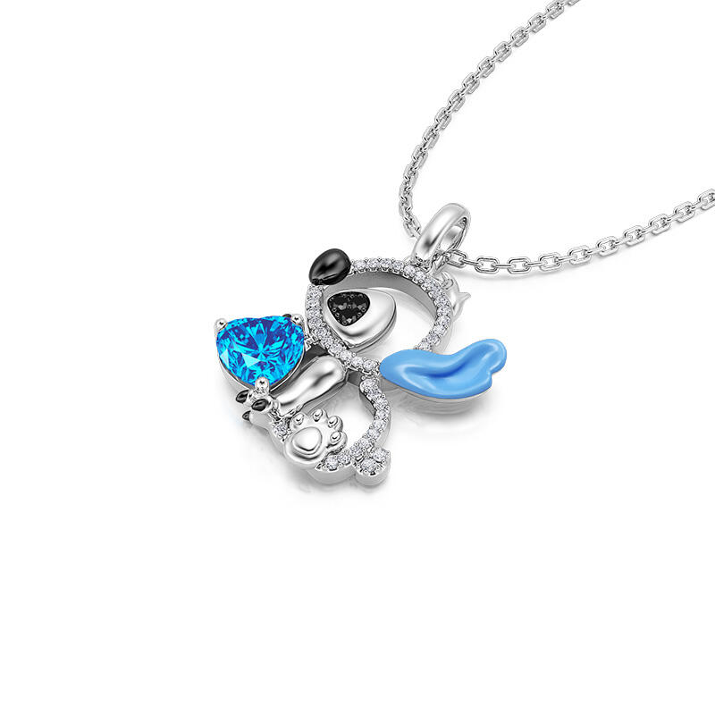 Jeulia Collier Petit Monstre Coupe Cœur Oreille bleu Personnalisé Argent Sterling
