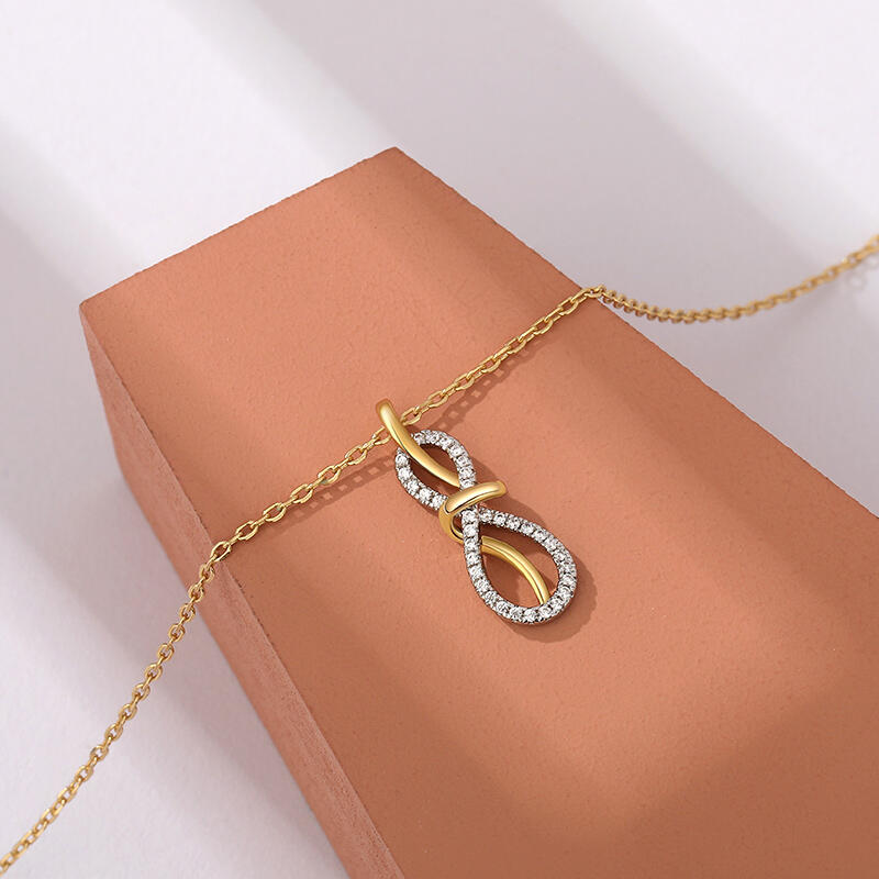 Jeulia Collar Infinito con Cinta Simple Dos Tonos de Plata de Ley
