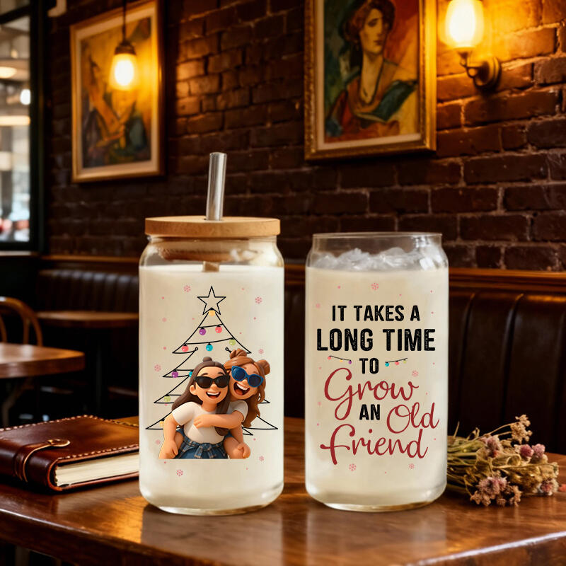 Personalisierter Glasbecher mit Deckel und Strohhalm das beste Weihnachtsgeschenk