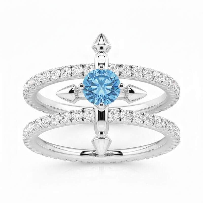 Jeulia Custom Double Row Floating Round Cut Birthstone Ring