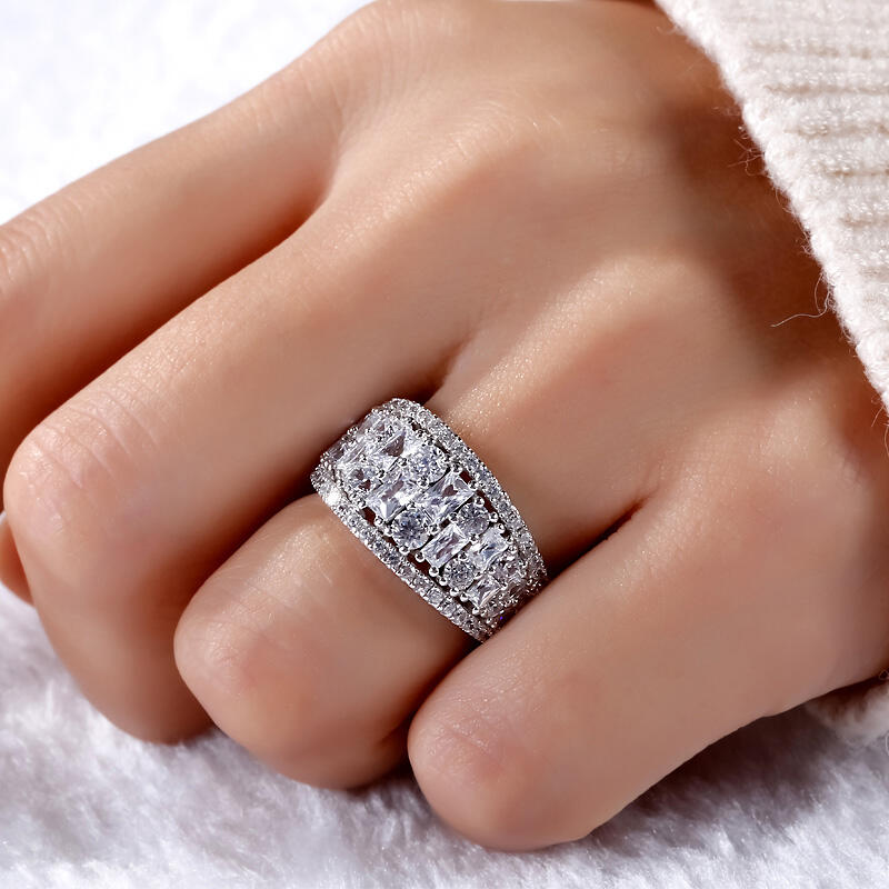 Jeulia Wide Shank Sterling Silver Women's Band