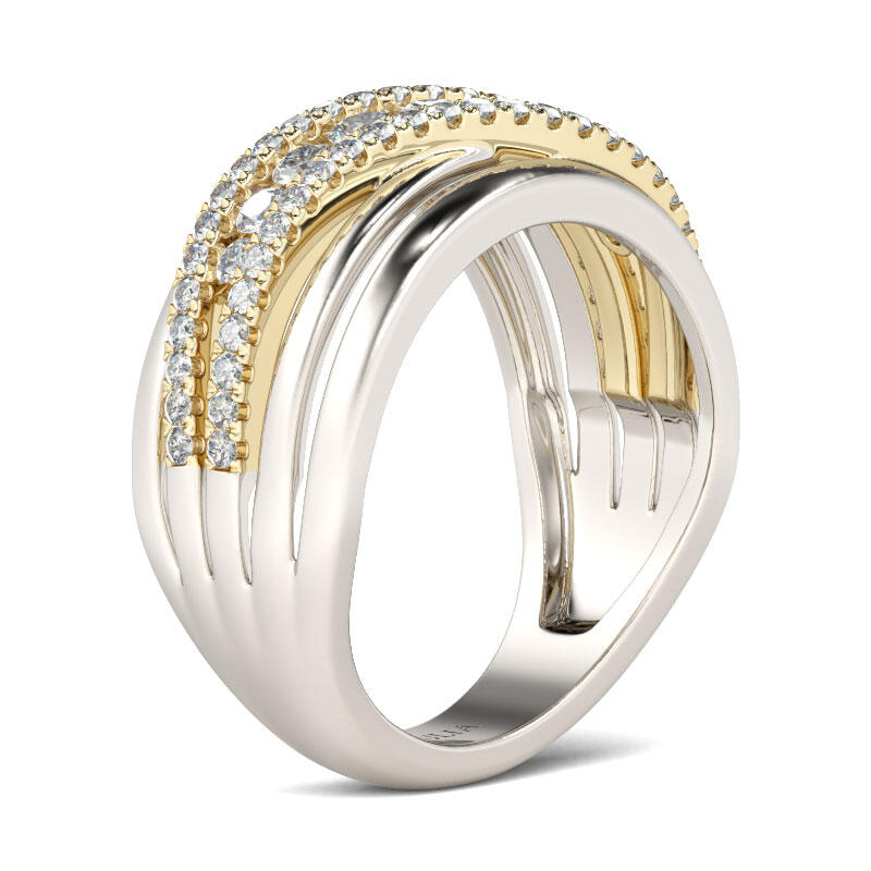 Jeulia Two Tone Intertwined Sterling Silver Women's Band