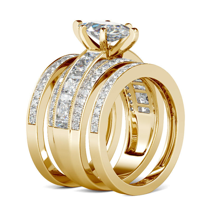 Jeulia 3PC Marquise Cut Sterling Silver Ring Set