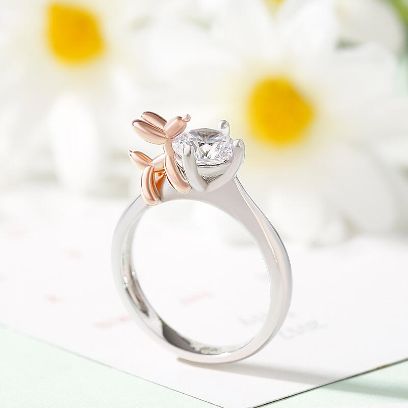 Jeulia Anillo de compromiso de perro globo de plata de ley