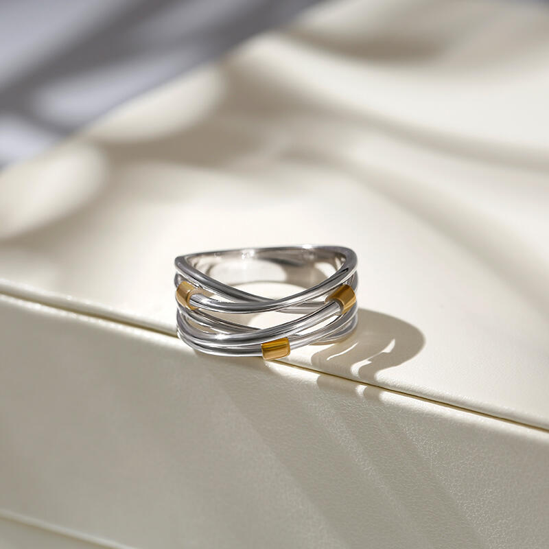 Jeulia Anillo De Cruce Con Dos Tonos En Plata De Ley