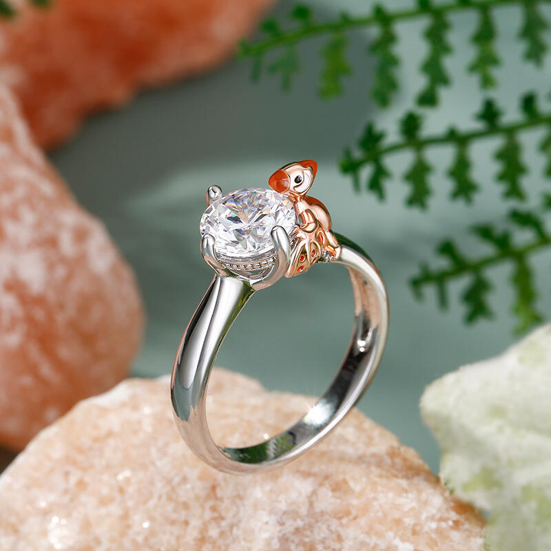 Jeulia Hug Me "My Playmate" Pterodactyl Round Cut Sterling Silver Ring