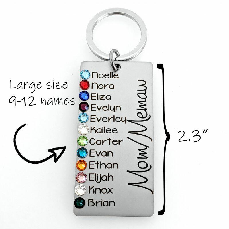 "Dear Abuela" Custom Engraved Key Chain With Birthstone