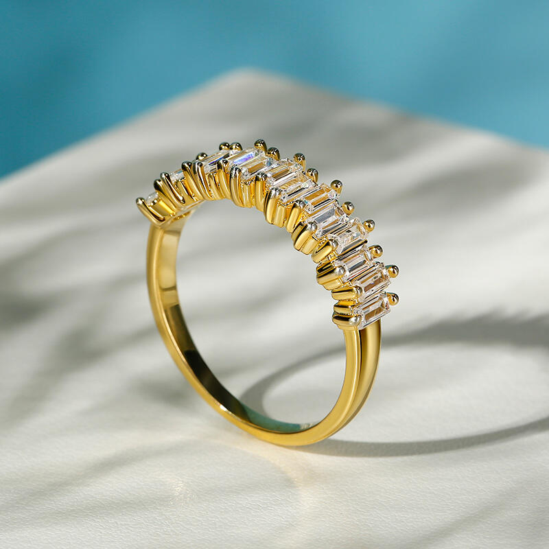 Jeulia Bague 10K/14K/18K Or Platine Moissanite  Coupe Émeraude
