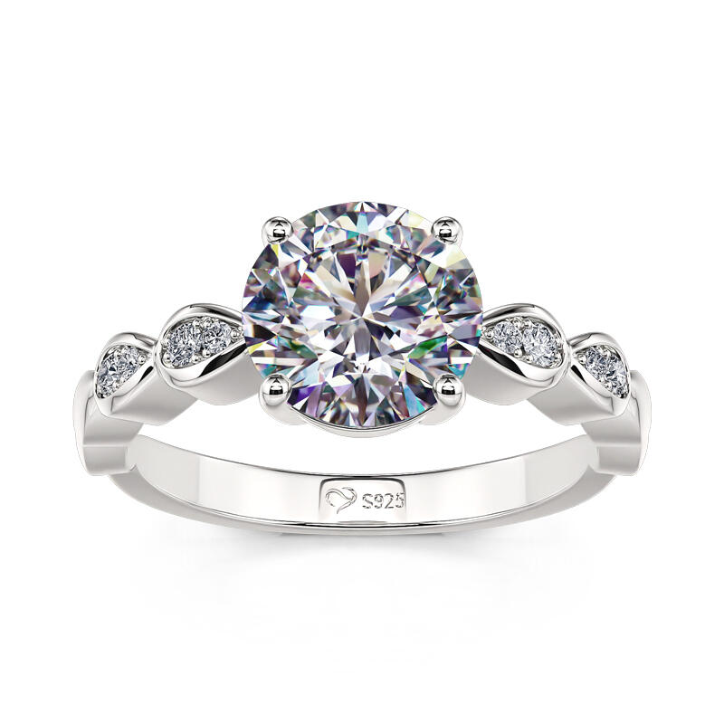 Jeulia Anel de Prata Esterlina com Corte Redondo