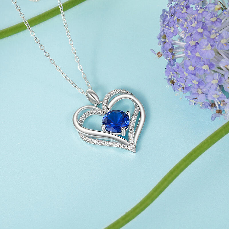 Jeulia Collar Personalizado Amor Eterno Doble Corazón con Piedra de Nacimiento
